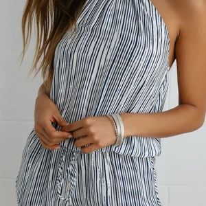 Lulu’s navy blue striped romper. Large